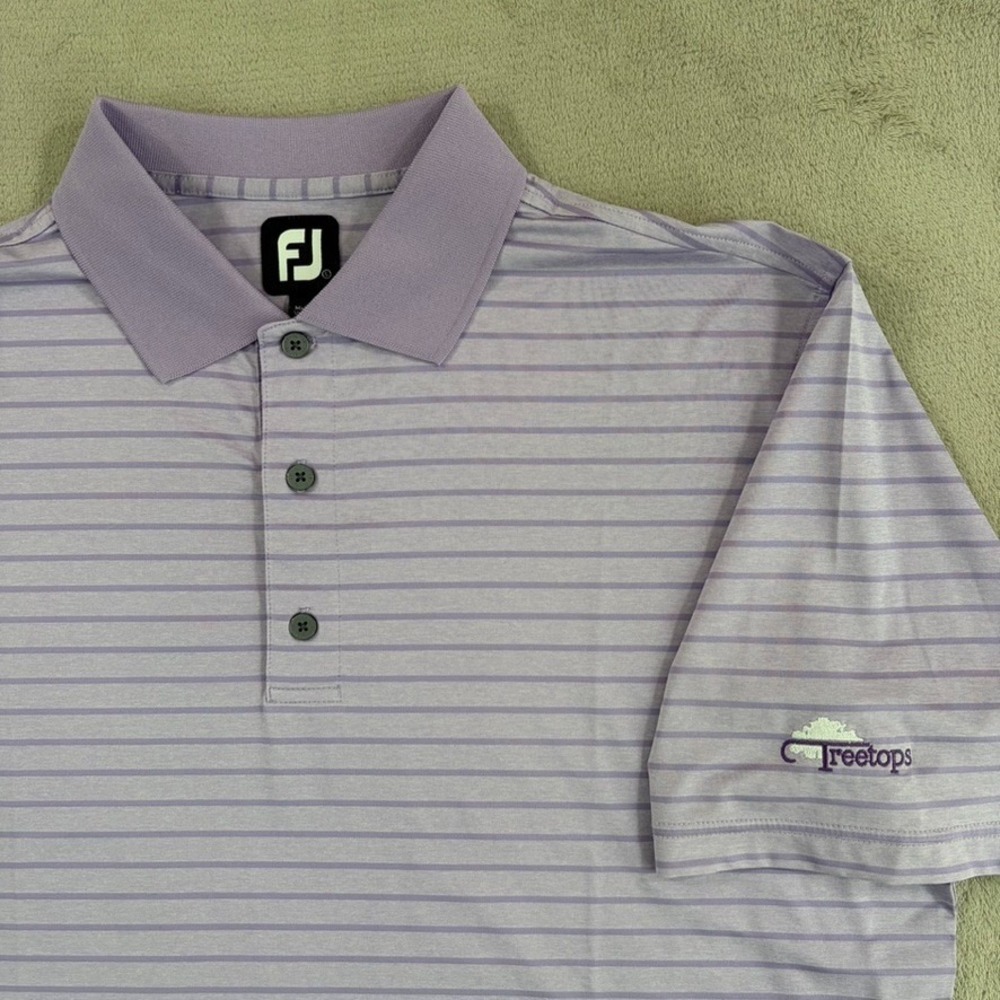FootJoy x TreeTops Golf Club ProDry Striped Golf Polo Shirt Lavender Men Large
